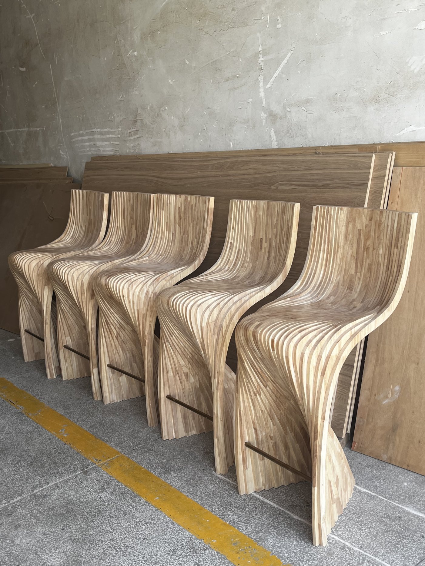 Solid Wood Sculpture Bar Stool Art Furniture - Free Shipping