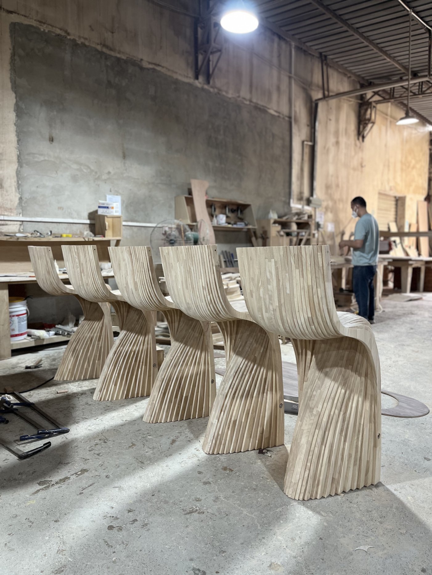 Solid Wood Sculpture Bar Stool Art Furniture - Free Shipping