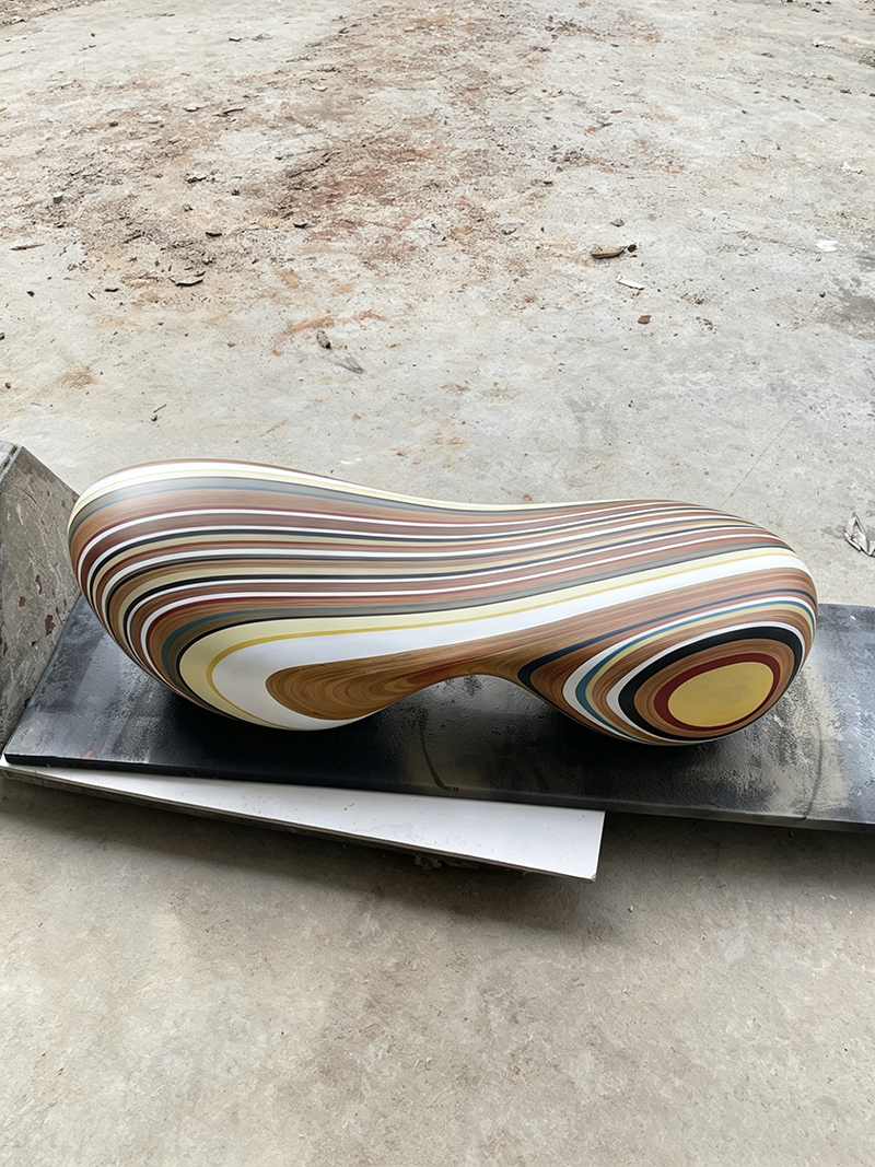 Modern Art Organic Sculptural Multi-Color Inlaid Bench