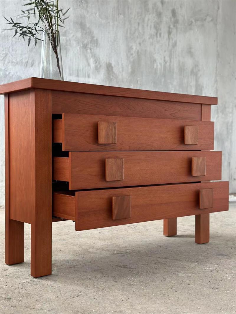 Medieval-style minimalist high-aesthetic handmade wooden drawer cabinet
