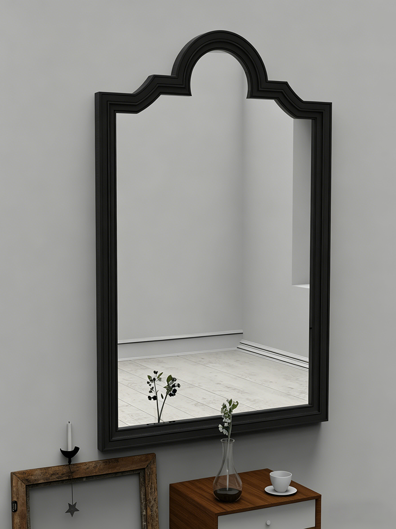 Classic French arched solid wood wall-mounted mirror