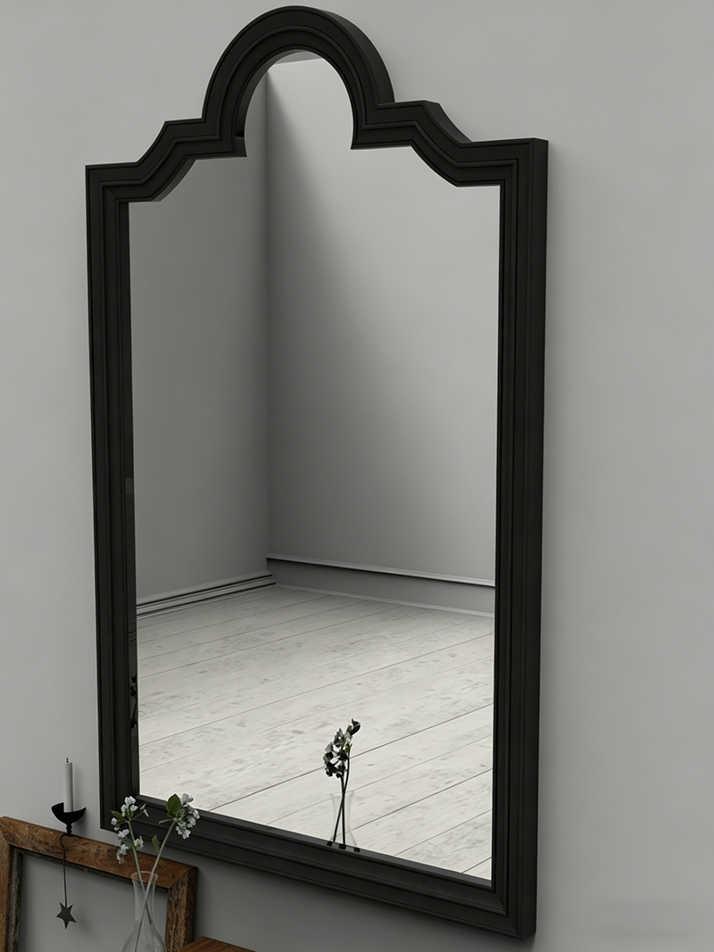Classic French arched solid wood wall-mounted mirror