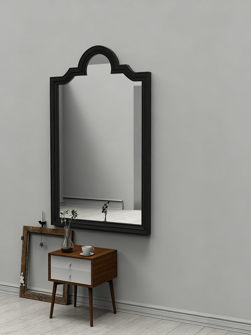 Classic French arched solid wood wall-mounted mirror