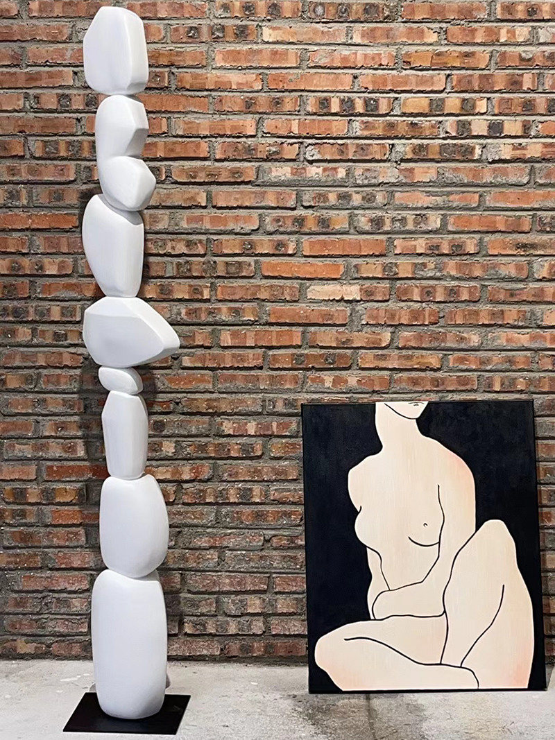 Hand-drawn minimalist female nude art painting