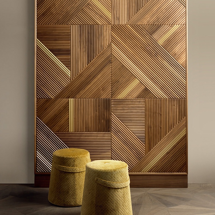 Solid Wood Covering Slat 3D Interior Decoration Wall Cladding Panel for Home Decorative