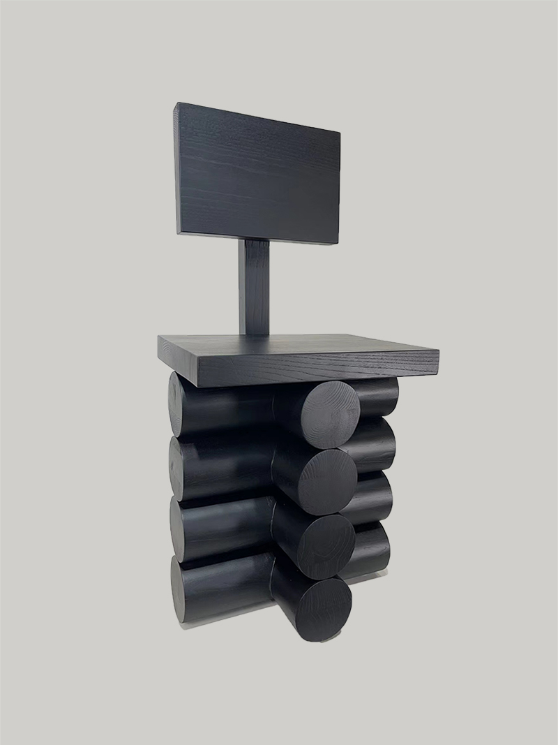 Modern minimalist geometric design multifunctional matte black solid wood art chair