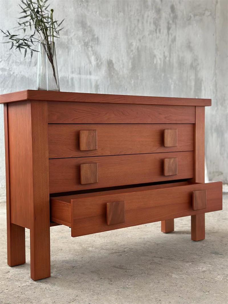 Medieval-style minimalist high-aesthetic handmade wooden drawer cabinet