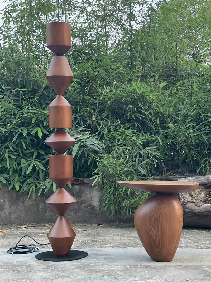 Artistic Sculptural Stacked Geometric Floor Lamp