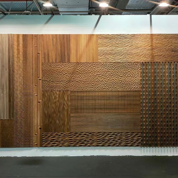 Home Interior Decoration Materials Cladding Slat 3D Composite Solid Wood Fluted Wallboard Wood Wall Panel