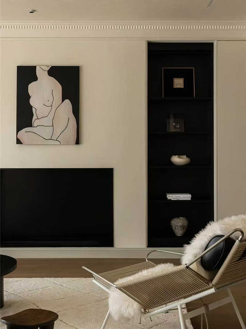 Hand-drawn minimalist female nude art painting