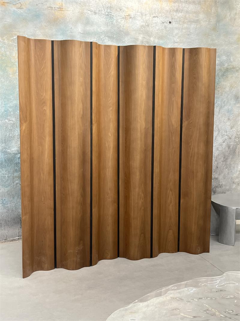 Modern minimalist high-value wavy top solid wood partition screen