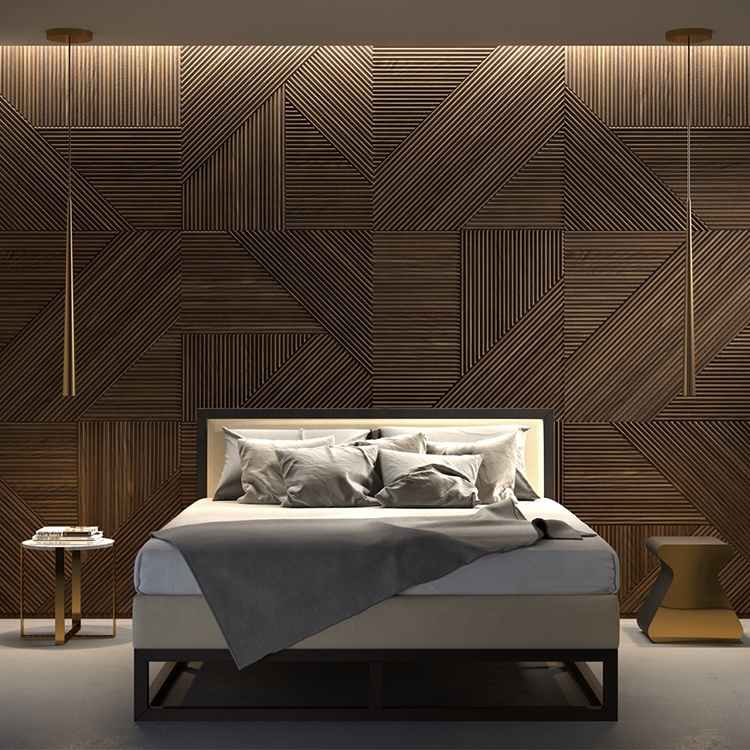 Solid Wood Covering Slat 3D Interior Decoration Wall Cladding Panel for Home Decorative