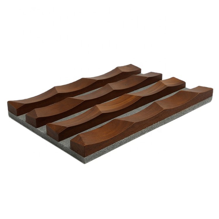 Home Interior Decoration Materials Cladding Slat 3D Composite Solid Wood Fluted Wallboard Wood Wall Panel
