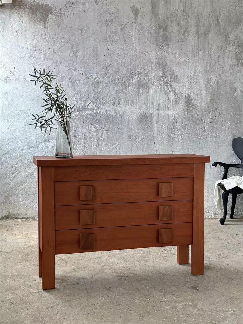 Medieval-style minimalist high-aesthetic handmade wooden drawer cabinet