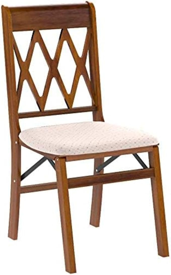 Lattice Back Wooden Folding Chairs with Padded Seats
