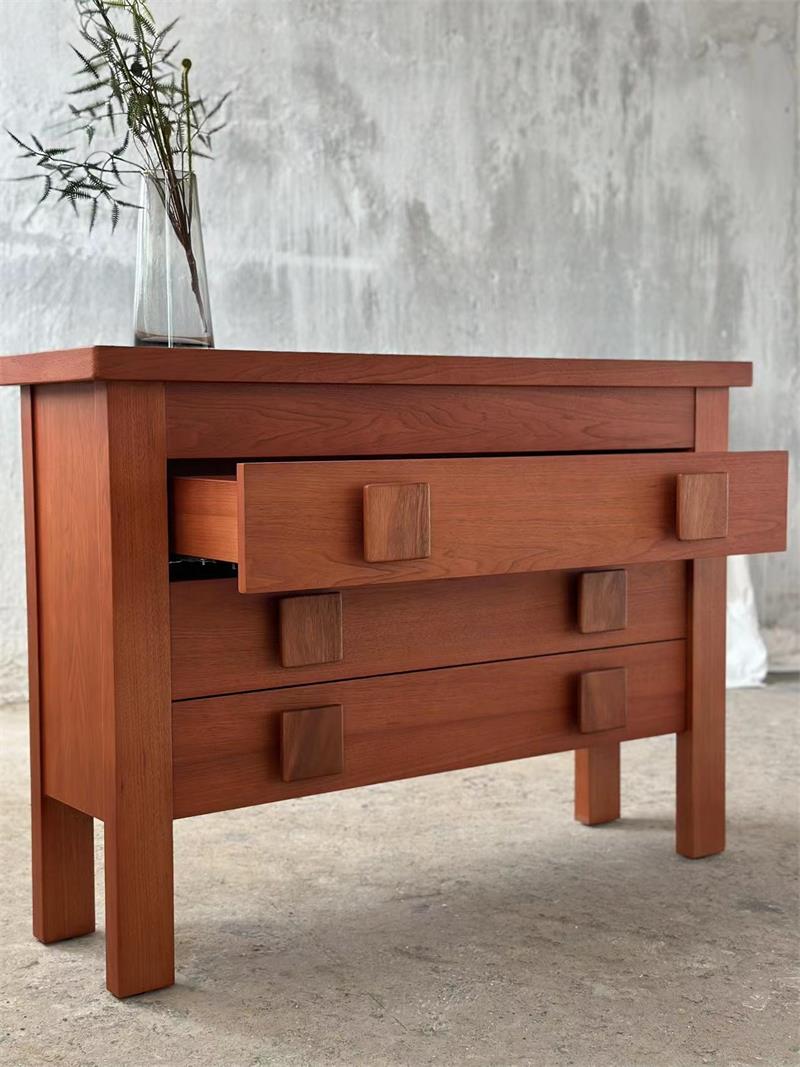 Medieval-style minimalist high-aesthetic handmade wooden drawer cabinet