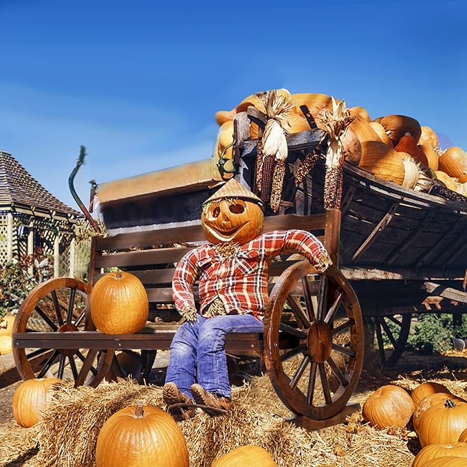 Wooden Wheel Bench Outdoor Bench