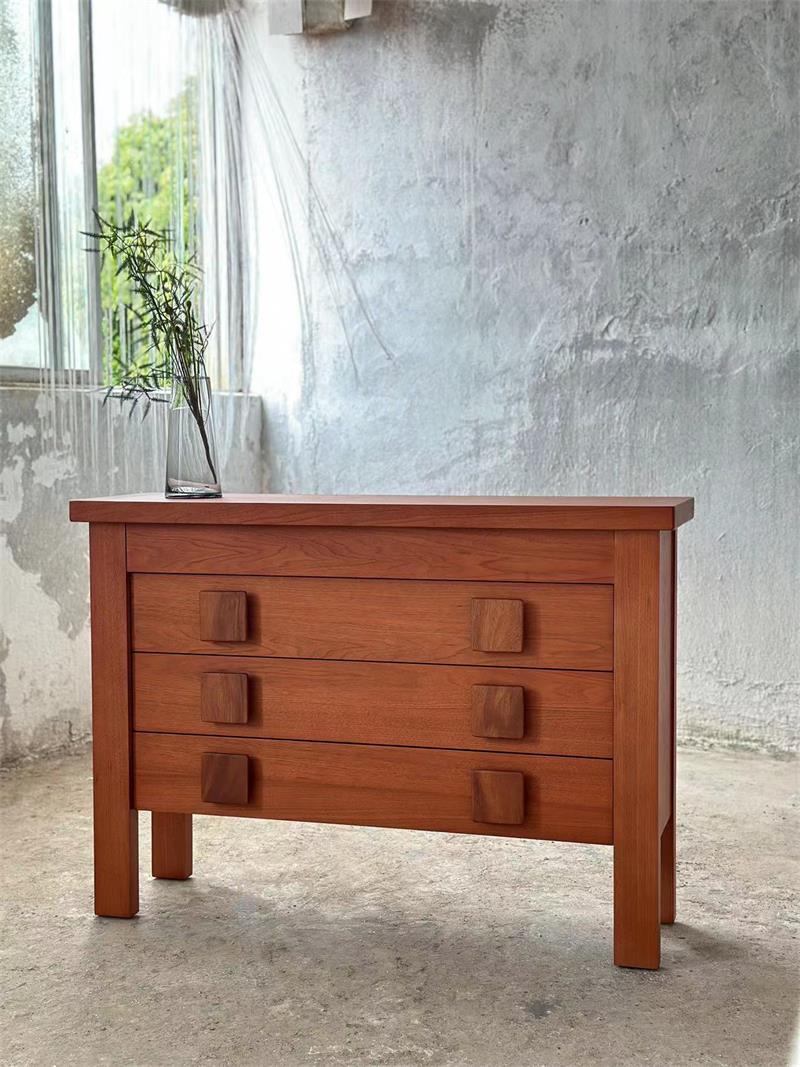 Medieval-style minimalist high-aesthetic handmade wooden drawer cabinet