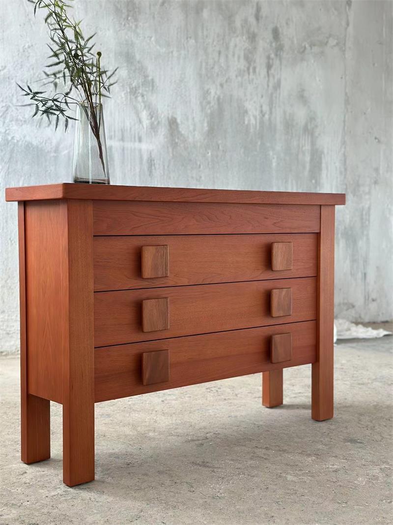 Medieval-style minimalist high-aesthetic handmade wooden drawer cabinet