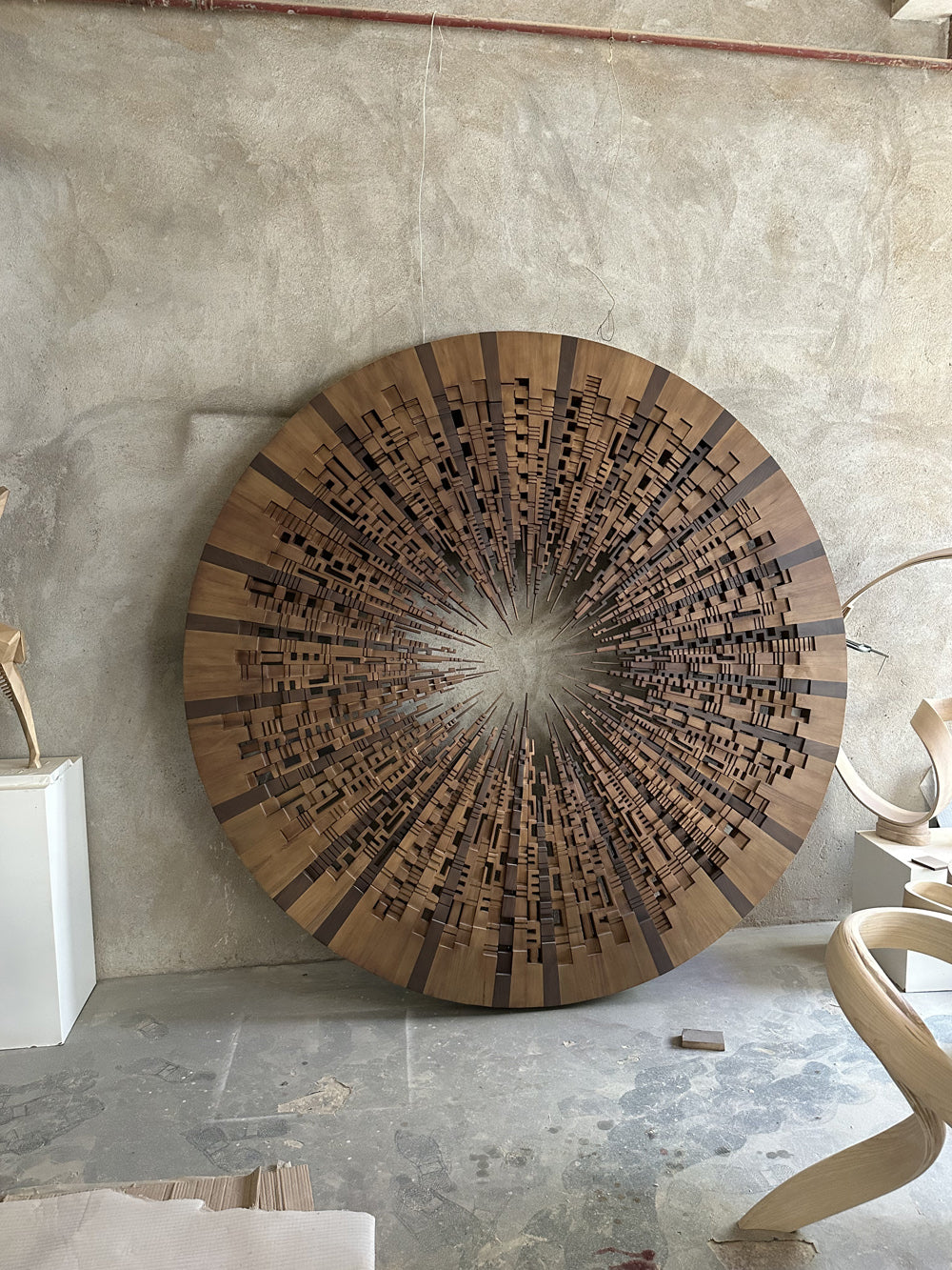 Circle of Cities Wood Carved Wall Sculpture
