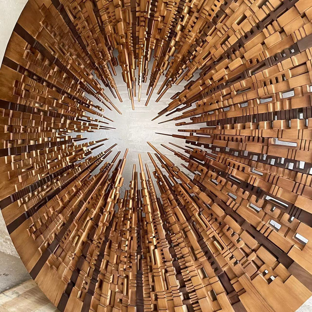 Circle of Cities Wood Carved Wall Sculpture