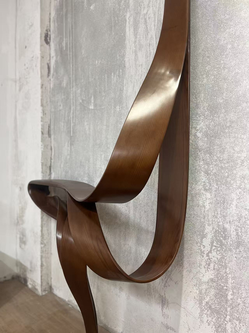 Flowing curves wood console table wall decor