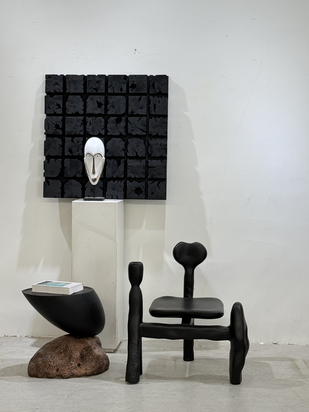 Black wooden blocks wall decor 