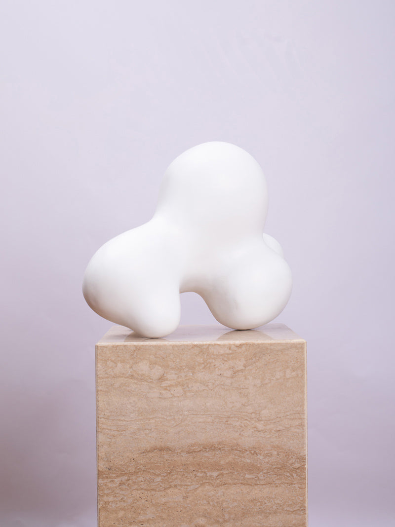 Tabletop Abstract White Wood Sculpture