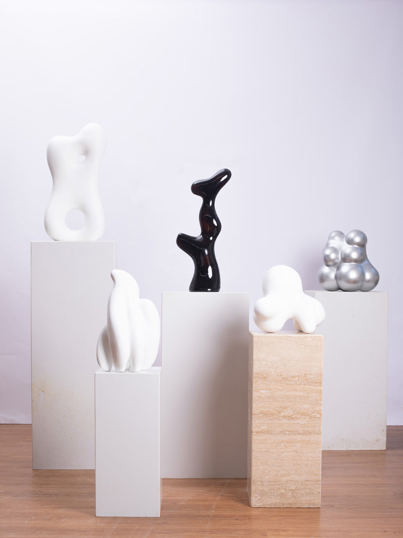 Tabletop Abstract White Wood Sculpture