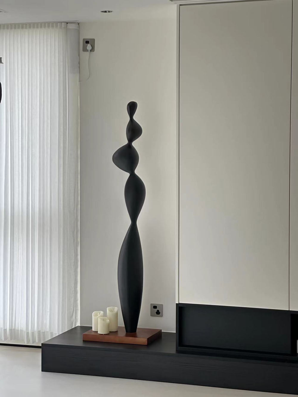 Living room with modern furniture and kitchen