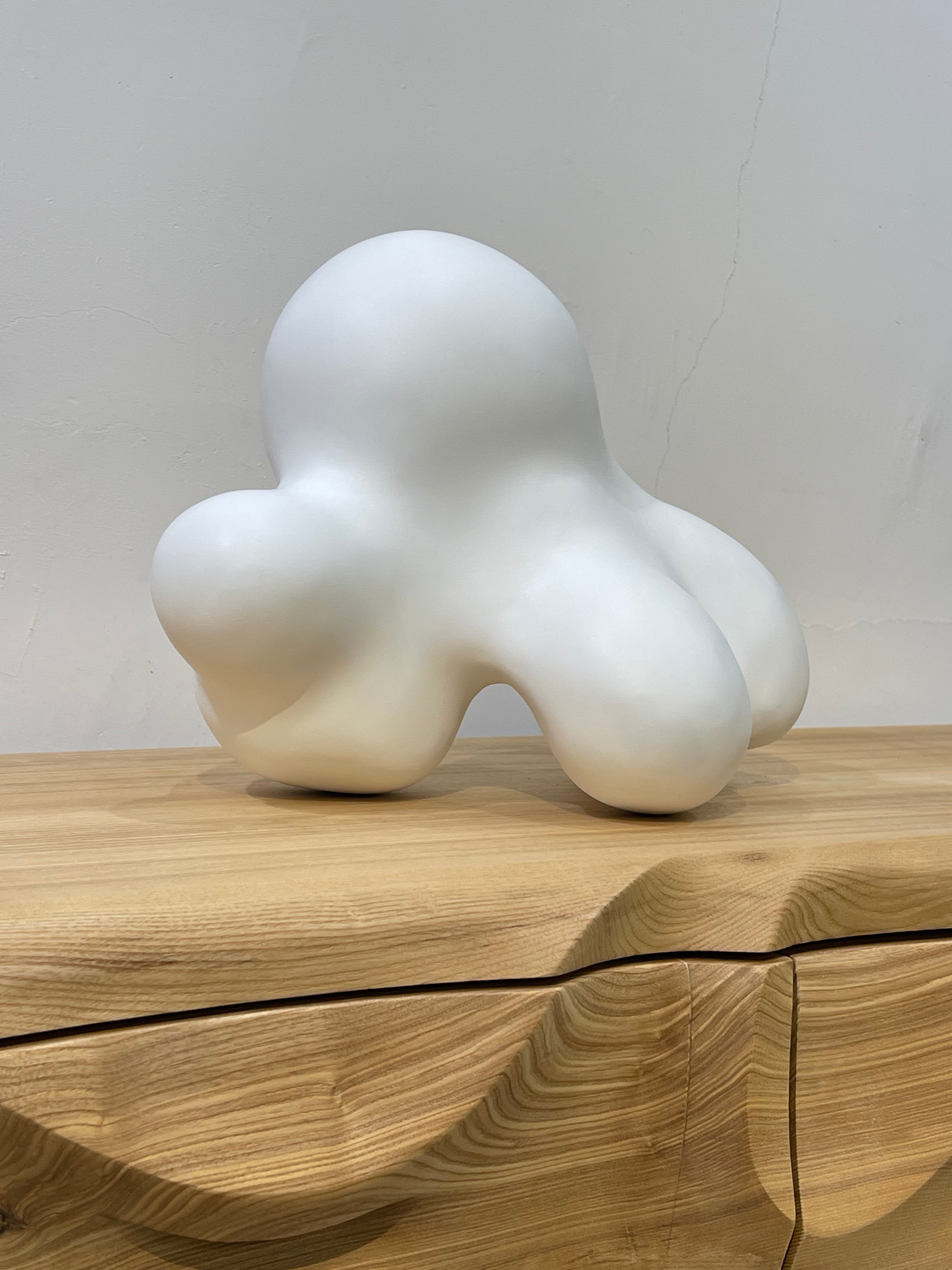 Tabletop Abstract White Wood Sculpture