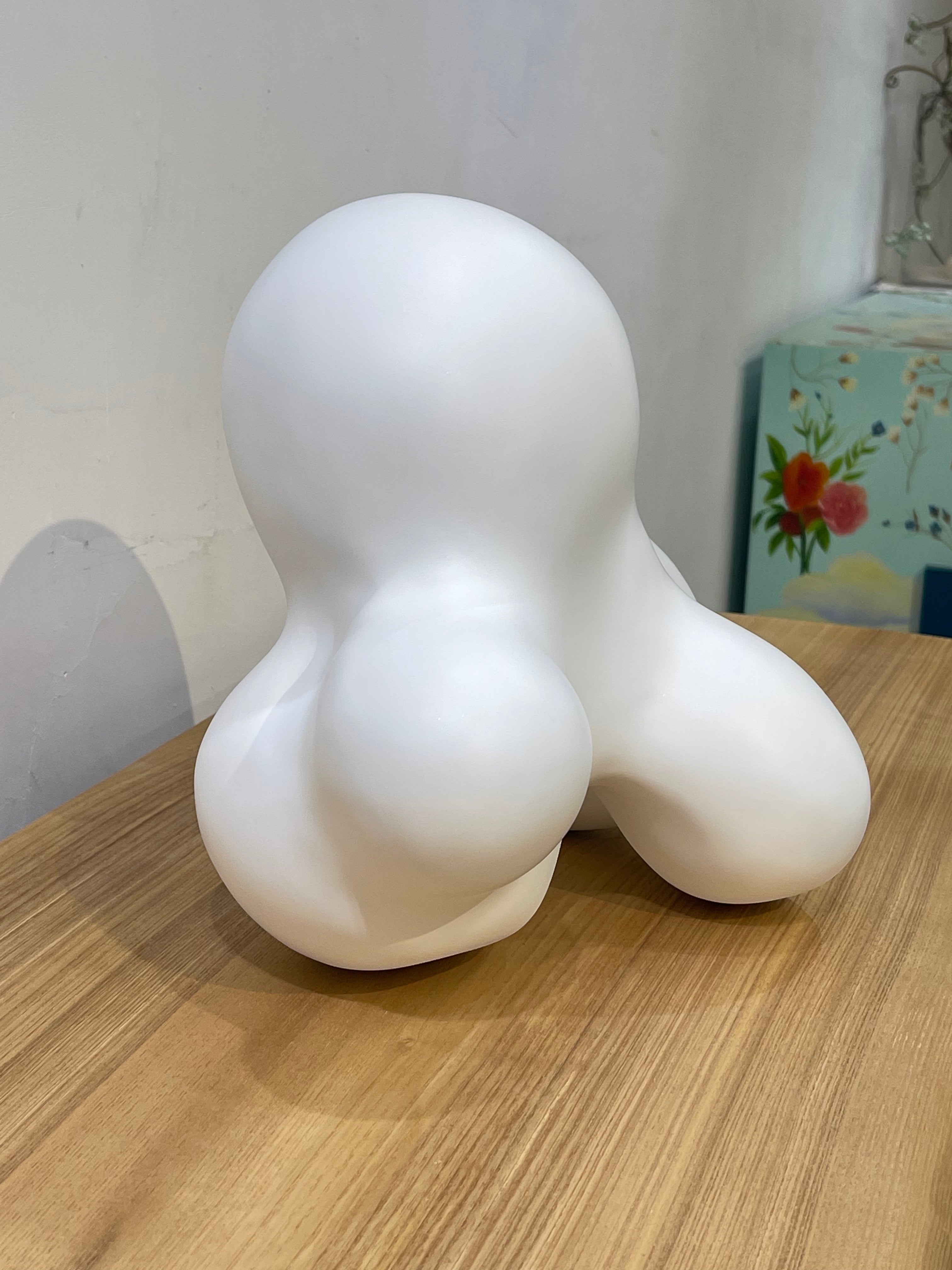 Tabletop Abstract White Wood Sculpture