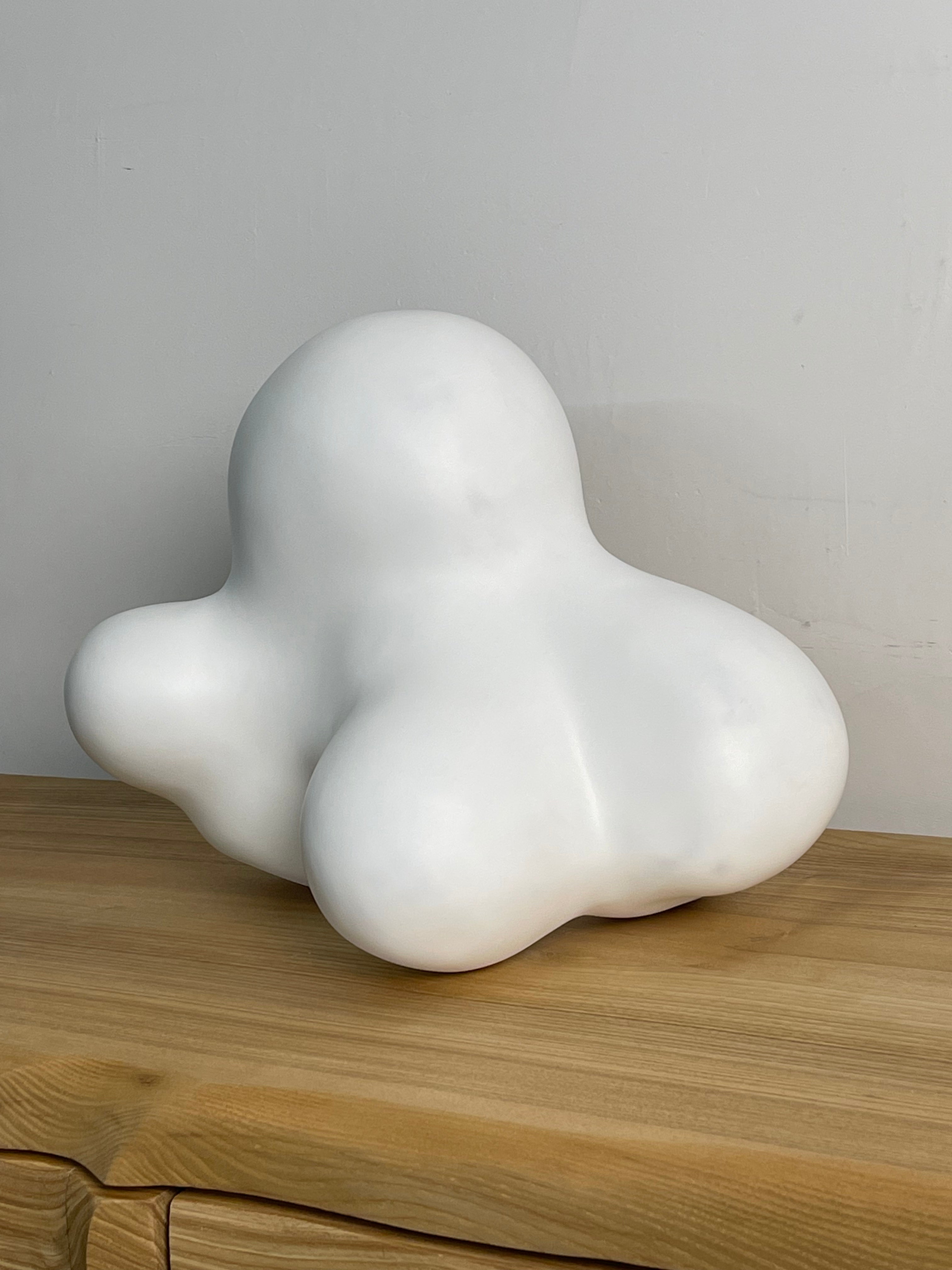 Tabletop Abstract White Wood Sculpture