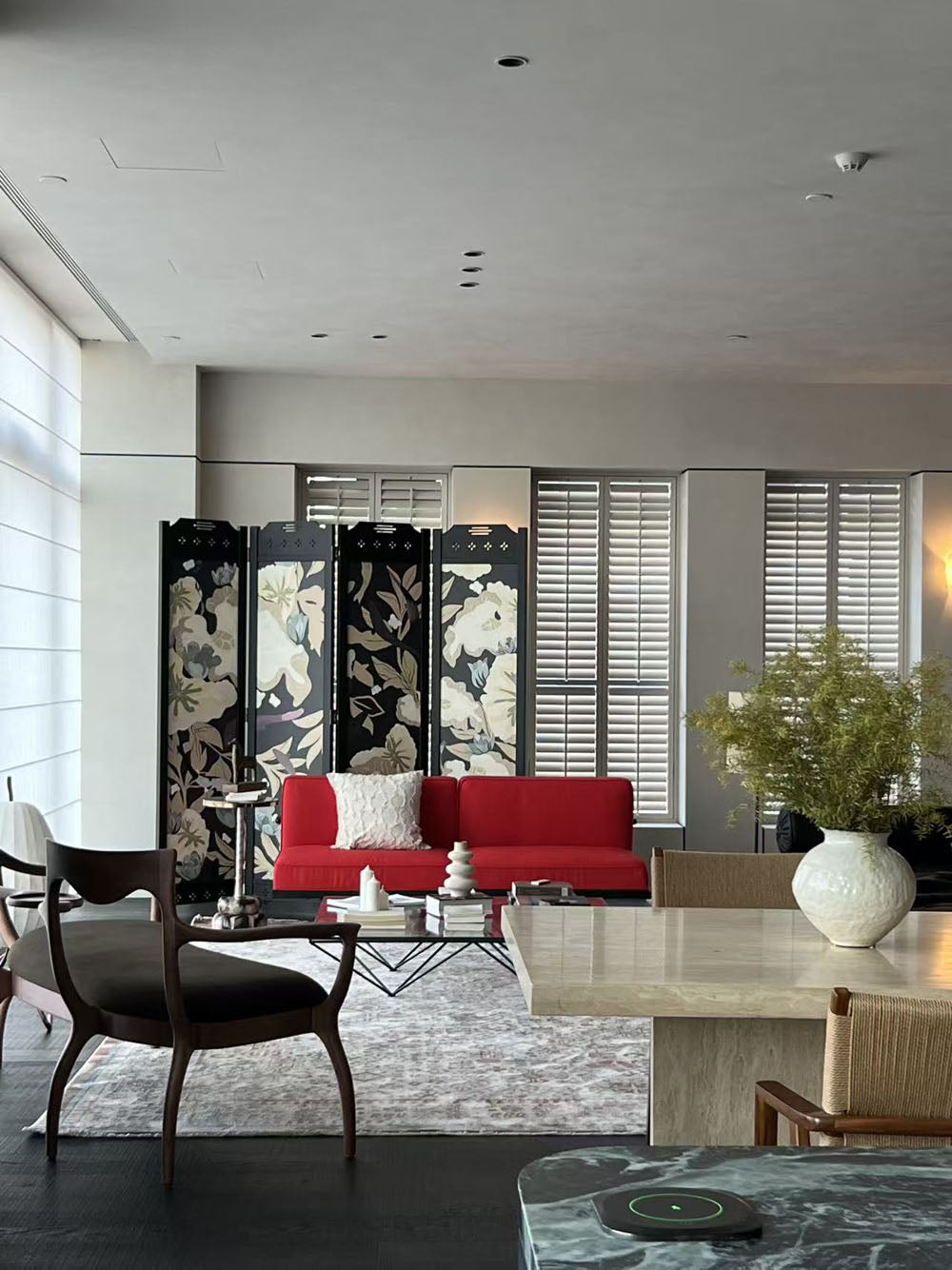 Modern bathroom with bathtub and shower