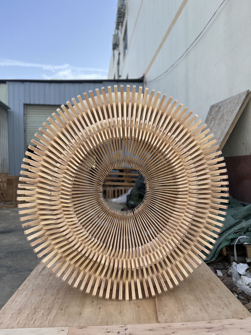 Large Wooden Round Sculpture Art Installation