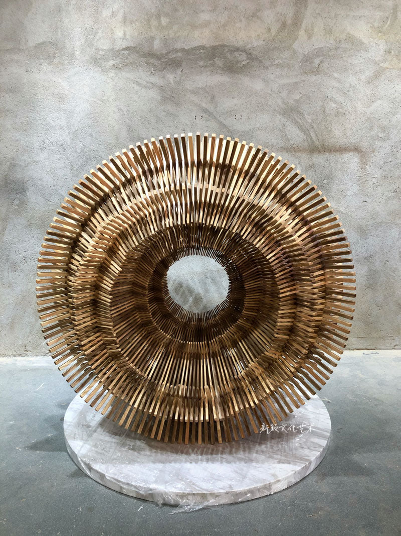 Large Wooden Round Sculpture Art Installation