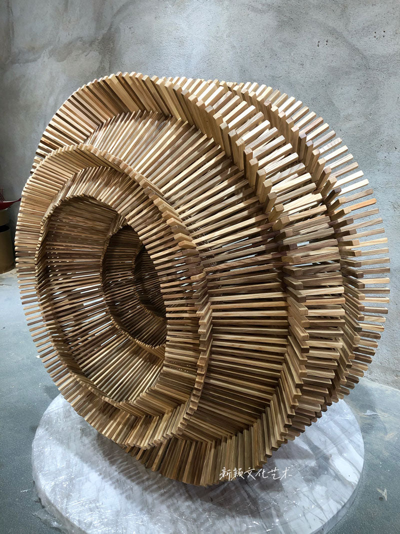 Large Wooden Round Sculpture Art Installation