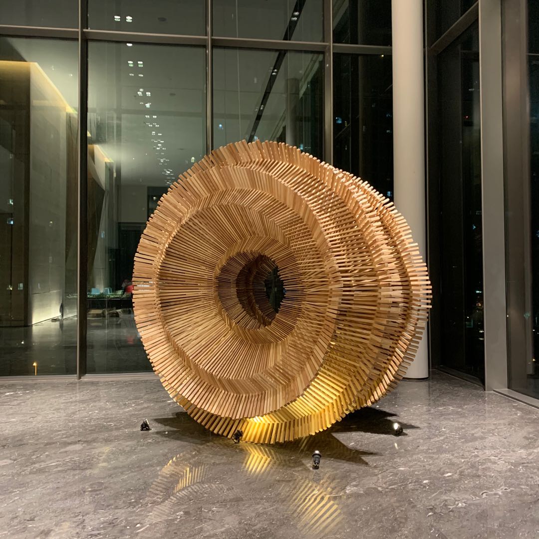 Large Wooden Round Sculpture Art Installation