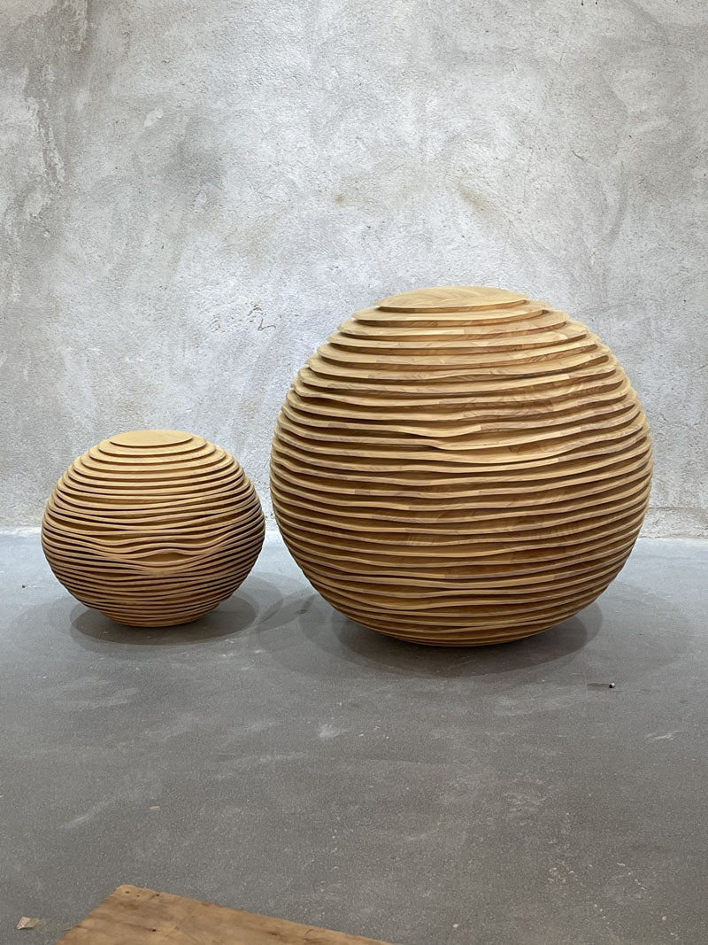 Solid Wood Sphere Sculpture