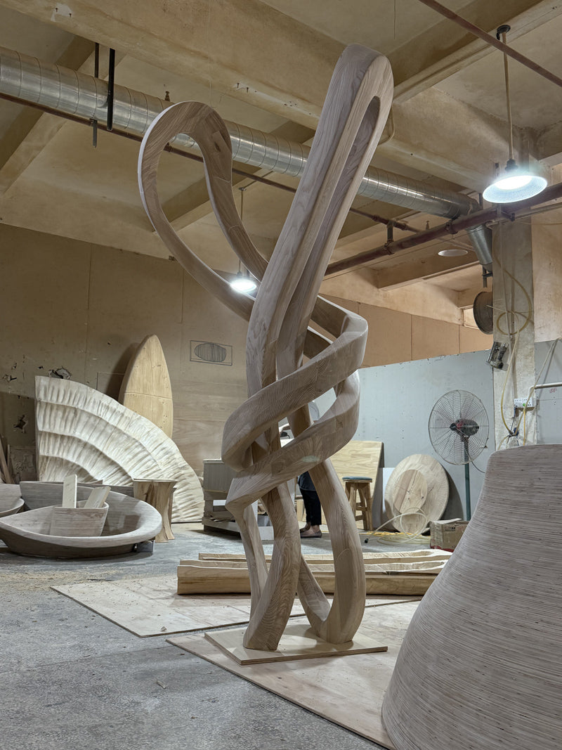 Ash Wood Hand Carving abstract sculpture
