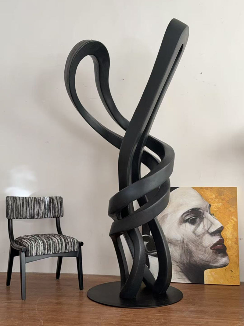 Ash Wood Hand Carving abstract sculpture