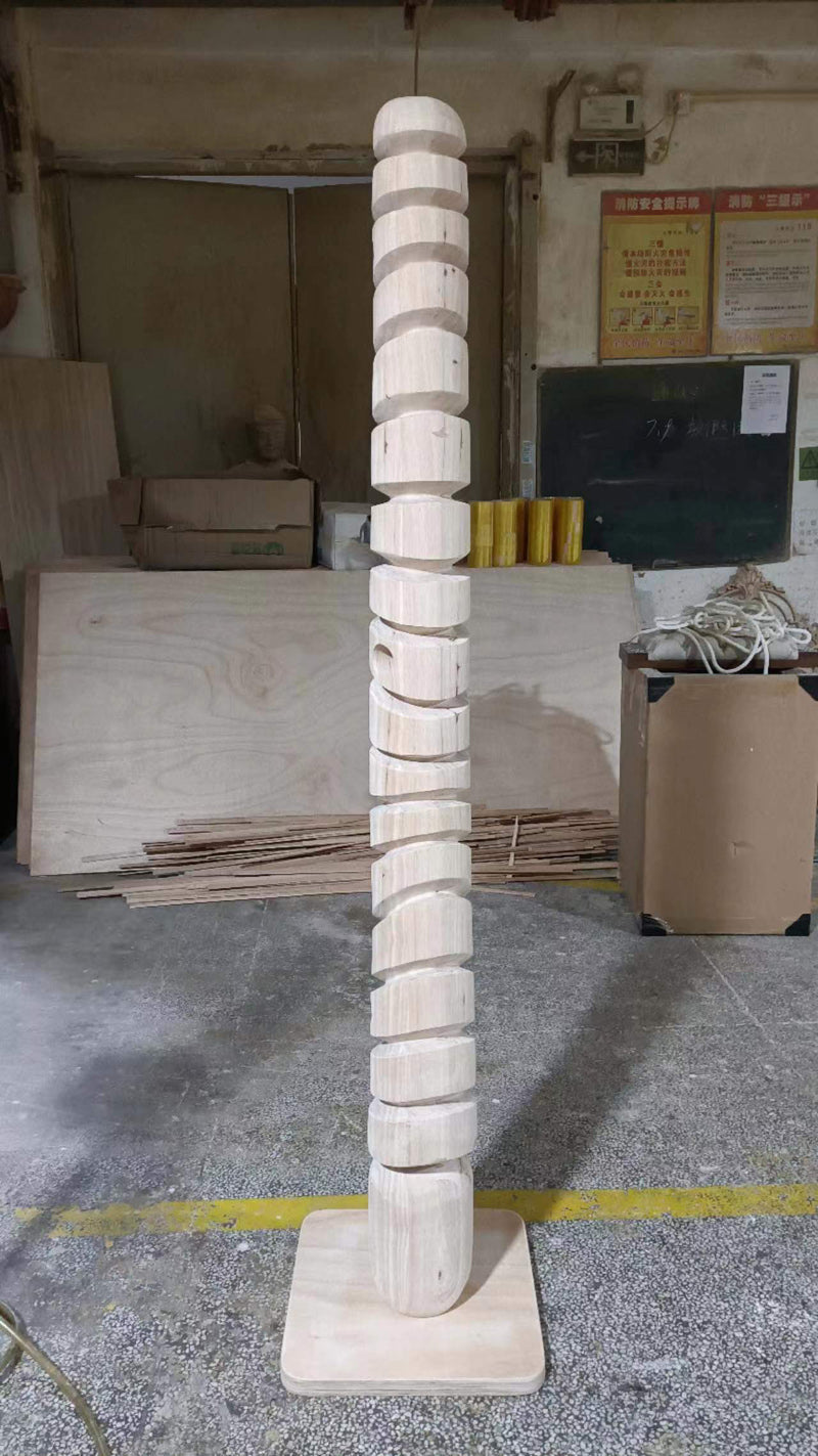 Black and White Geometric Forms Wood Sculpture