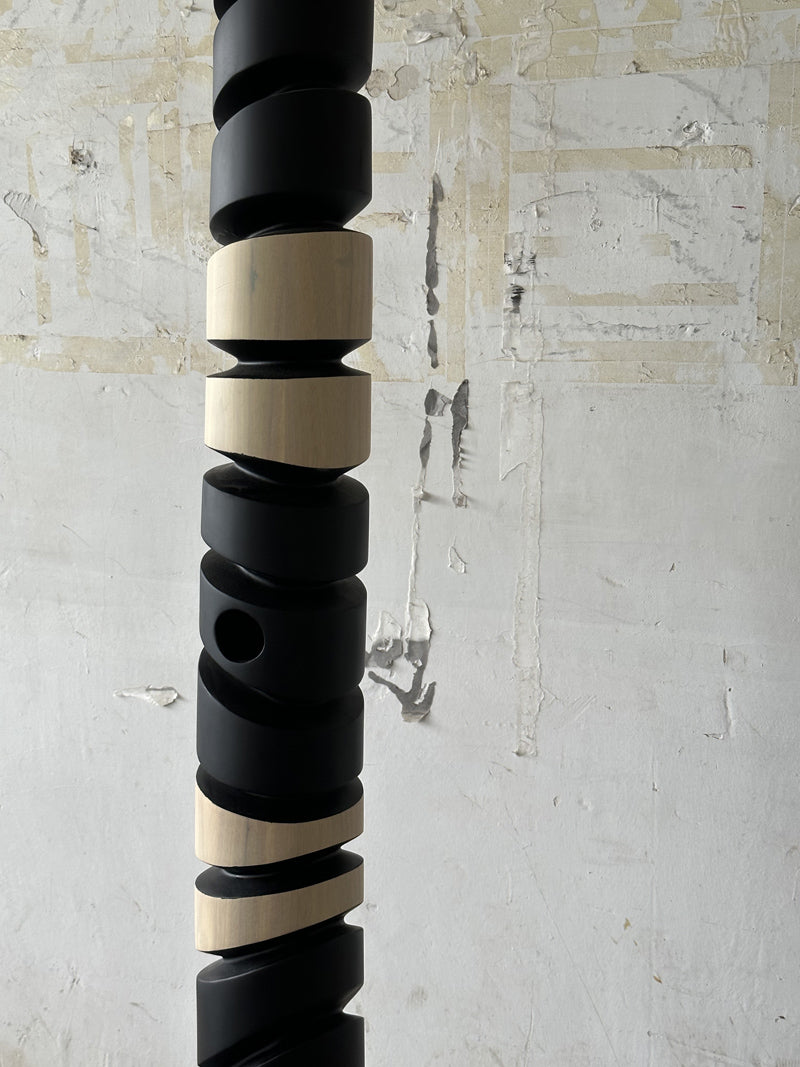 Black and White Geometric Forms Wood Sculpture