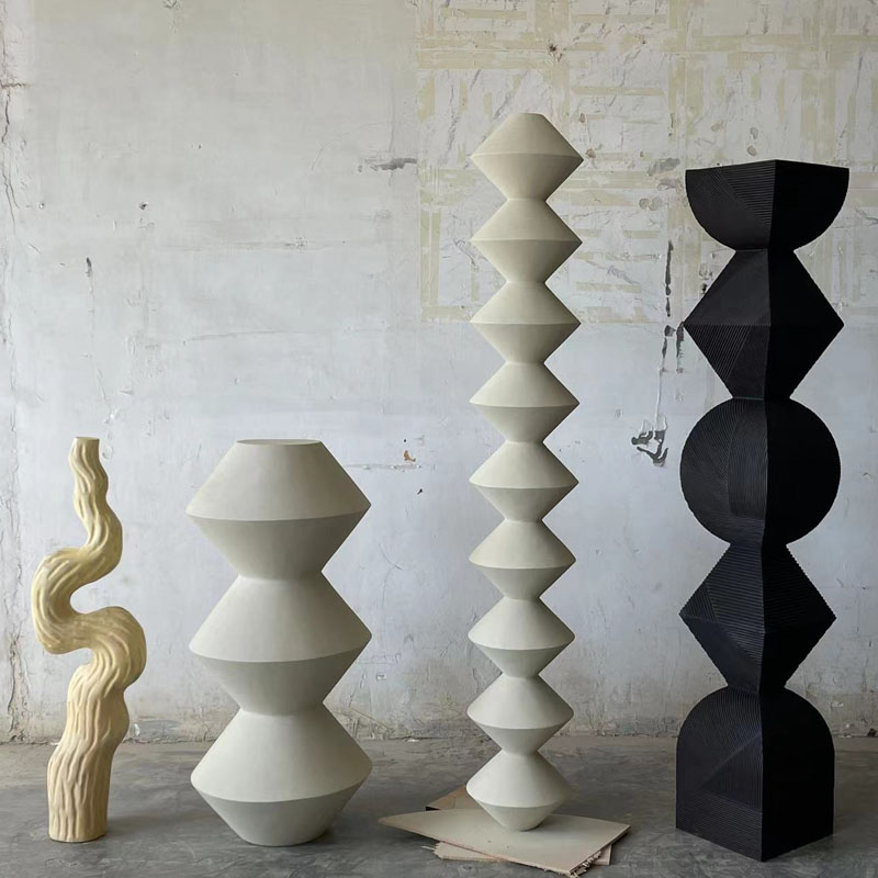 Solid Wood Black Abstract Sculpture