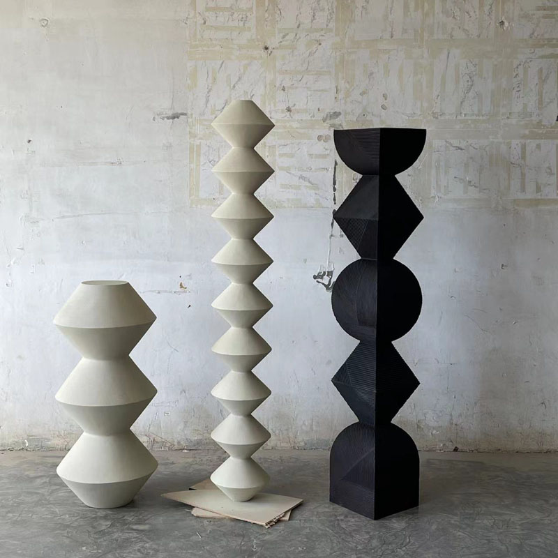Solid Wood Black Abstract Sculpture