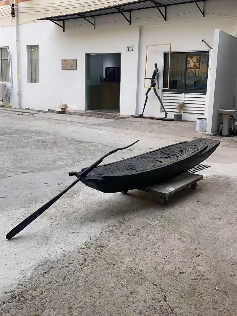 Wood Boat Sculpture Art