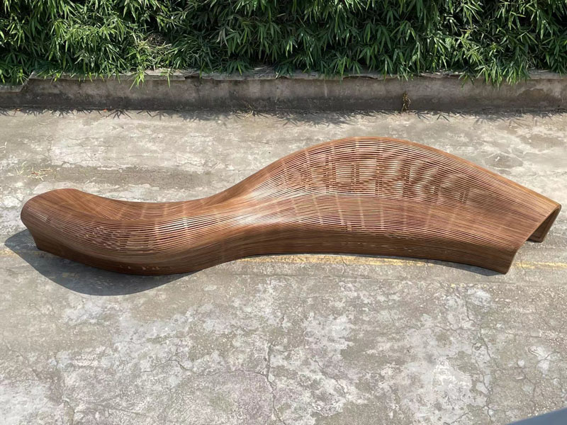 6.5 Meters Public Long Wooden Bench Art Installation 