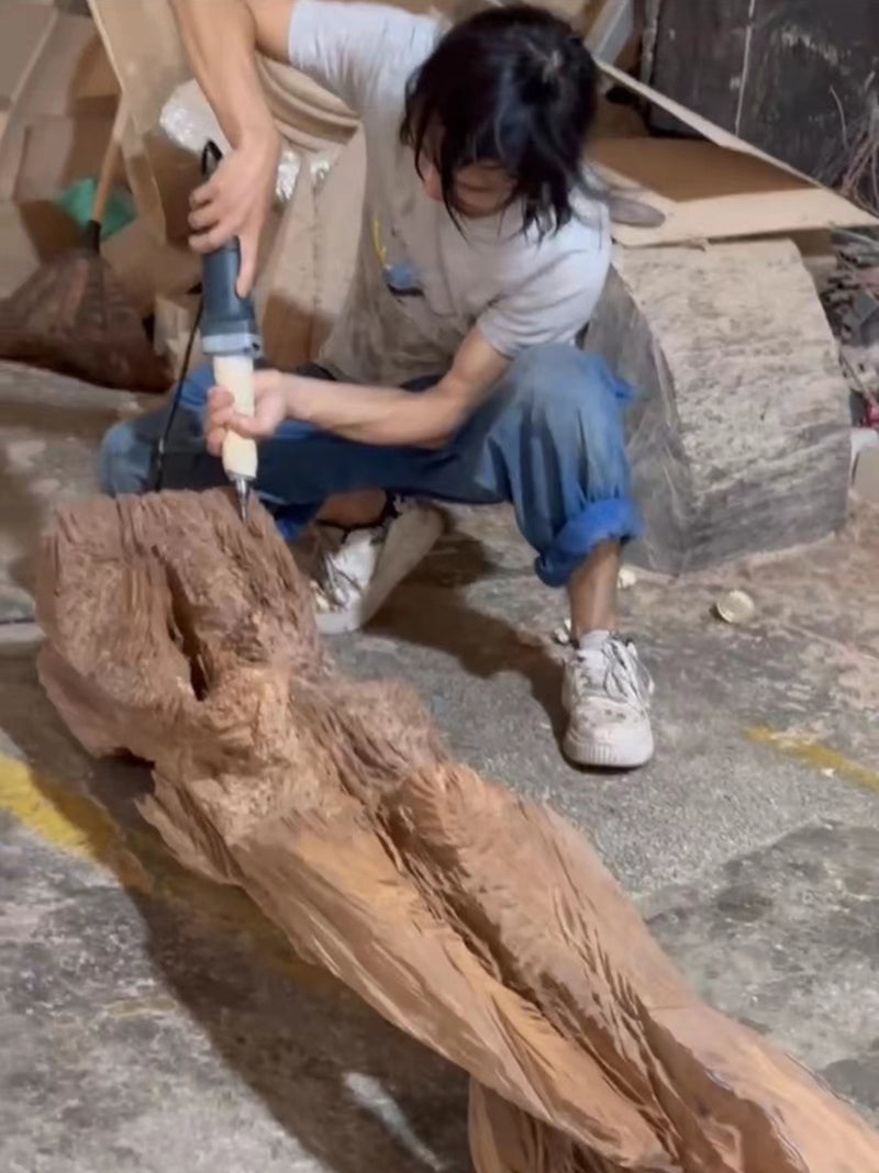 Wabi-Sabi Columnar Wood Sculpture