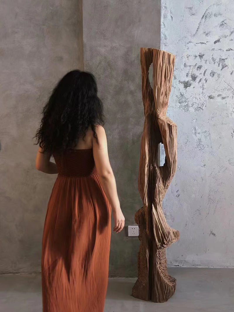 Wabi-Sabi Columnar Wood Sculpture