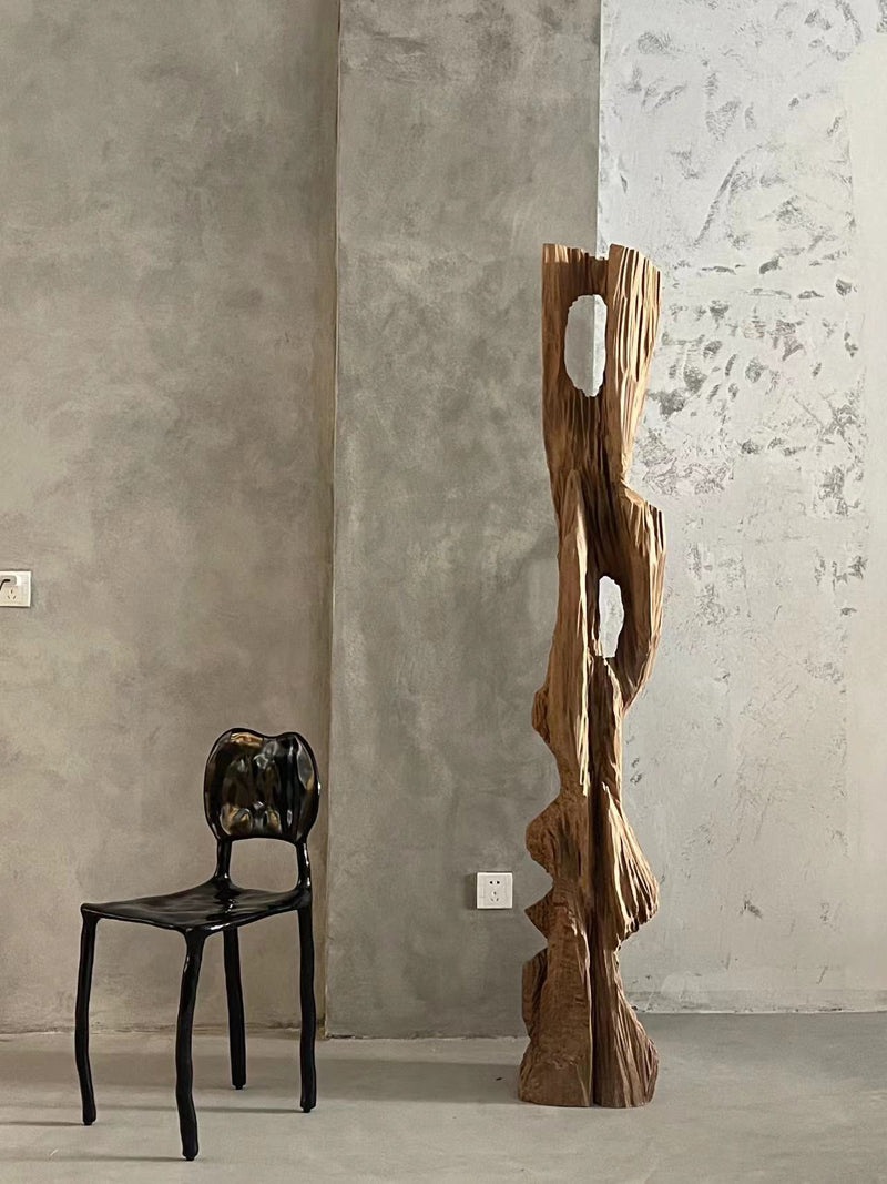 Wabi-Sabi Columnar Wood Sculpture